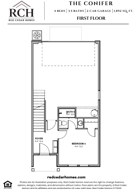 Conifer First Floor — 4 bed, 3.5 bath, 1892 sq ft