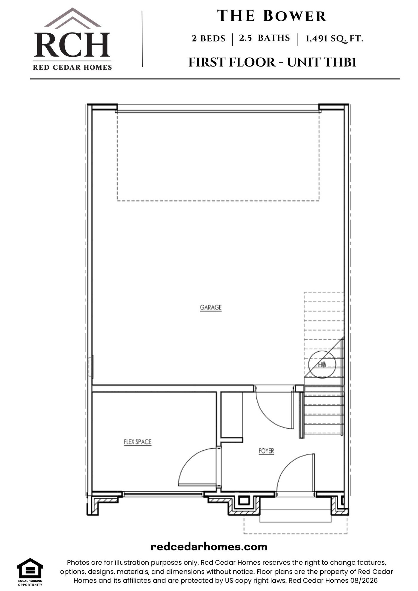 THB1 First Floor — 2 bed, 2.5 bath, 1491 sq ft
