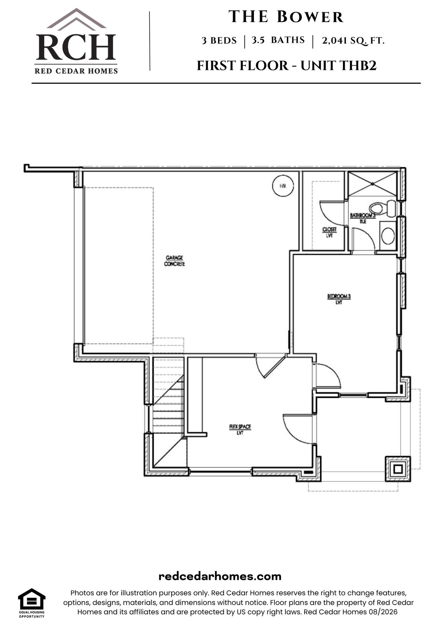 THB2 First Floor — 3 bed, 3.5 bath, 2041 sq ft