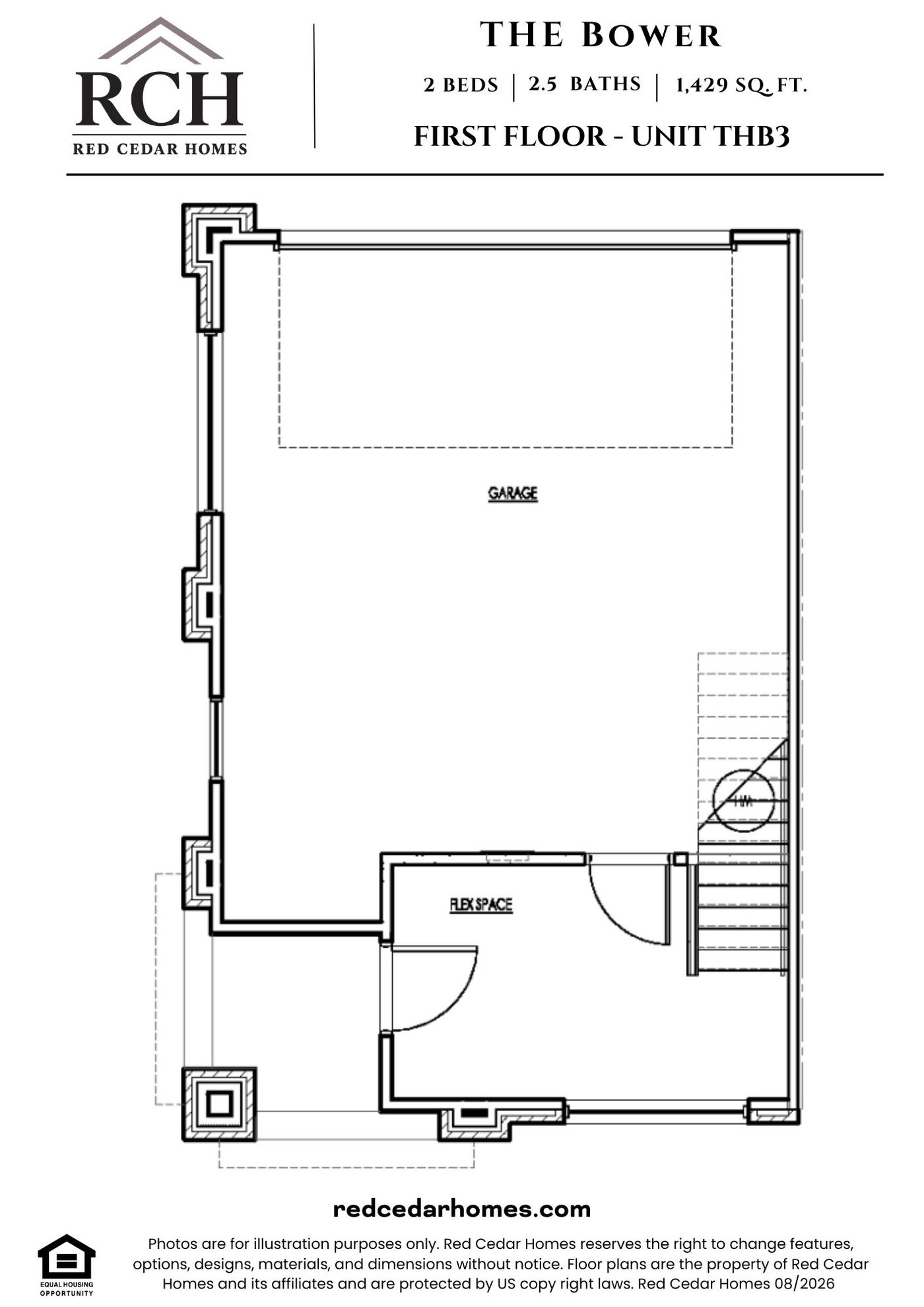 THB3 First Floor — 2 bed, 2.5 bath, 1429 sq ft