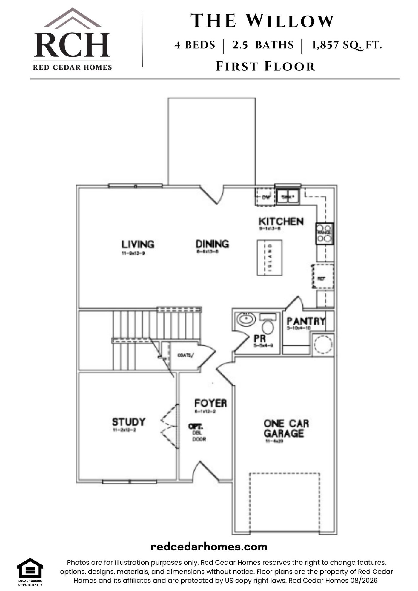 Willow First Floor — 4 bed, 2.5 bath, 1857 sq ft