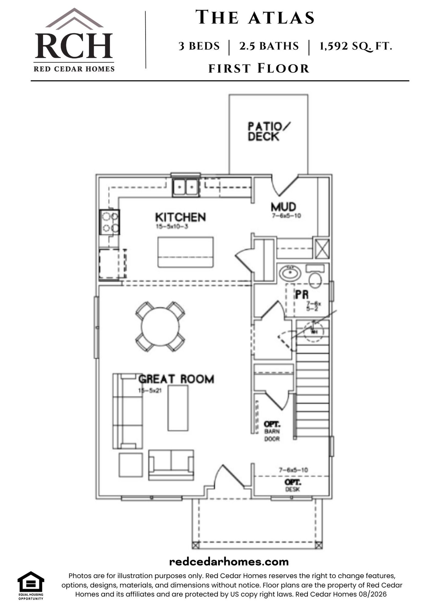 Atlas First Floor — 3 bed, 2.5 bath, 1570 sq ft